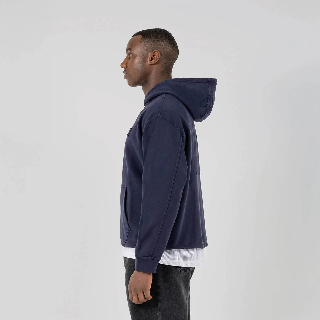 ST95 Alcantara Patch Back Hoodie Navy - Image 4