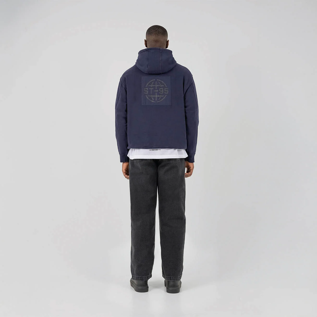 ST95 Alcantara Patch Back Hoodie Navy - Image 5