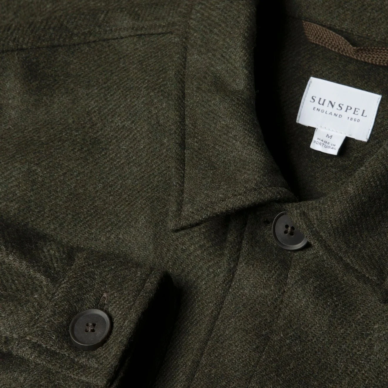 Sunspel British Wool Twin Pocket Jacket Drill Green - Image 3