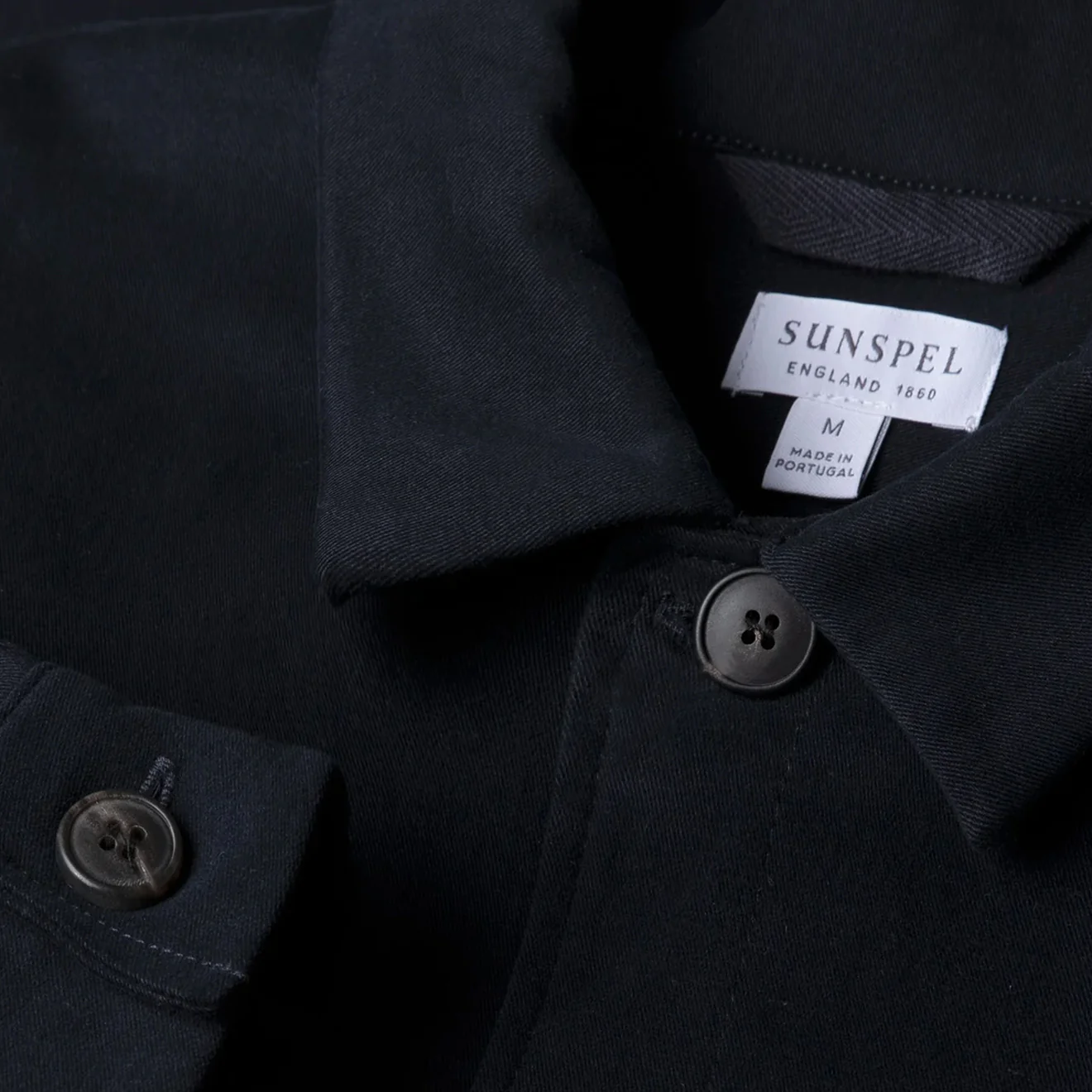 Sunspel Brushed Cotton Overshirt Navy - Image 2