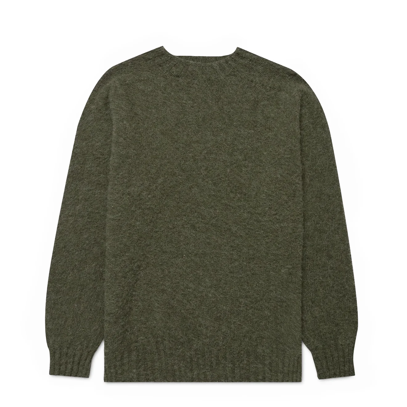 Sunspel Brushed Shetland Crew Neck Sea Moss