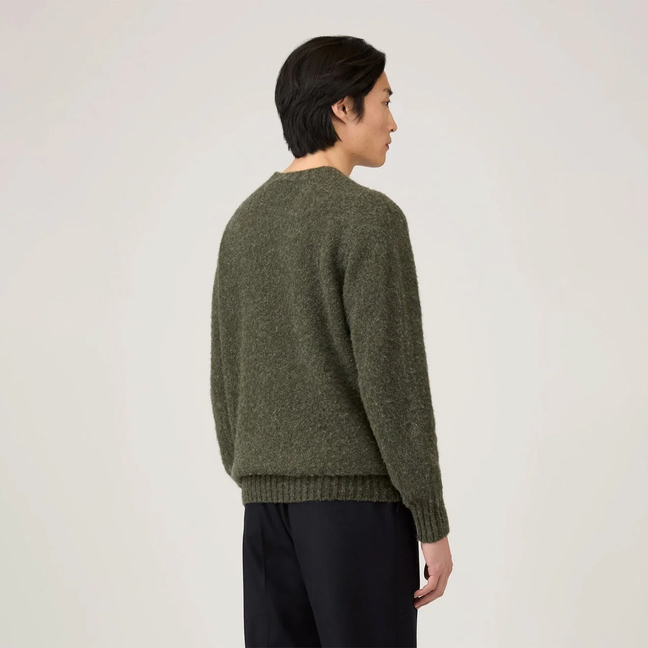 Sunspel Brushed Shetland Crew Neck Sea Moss - Image 3