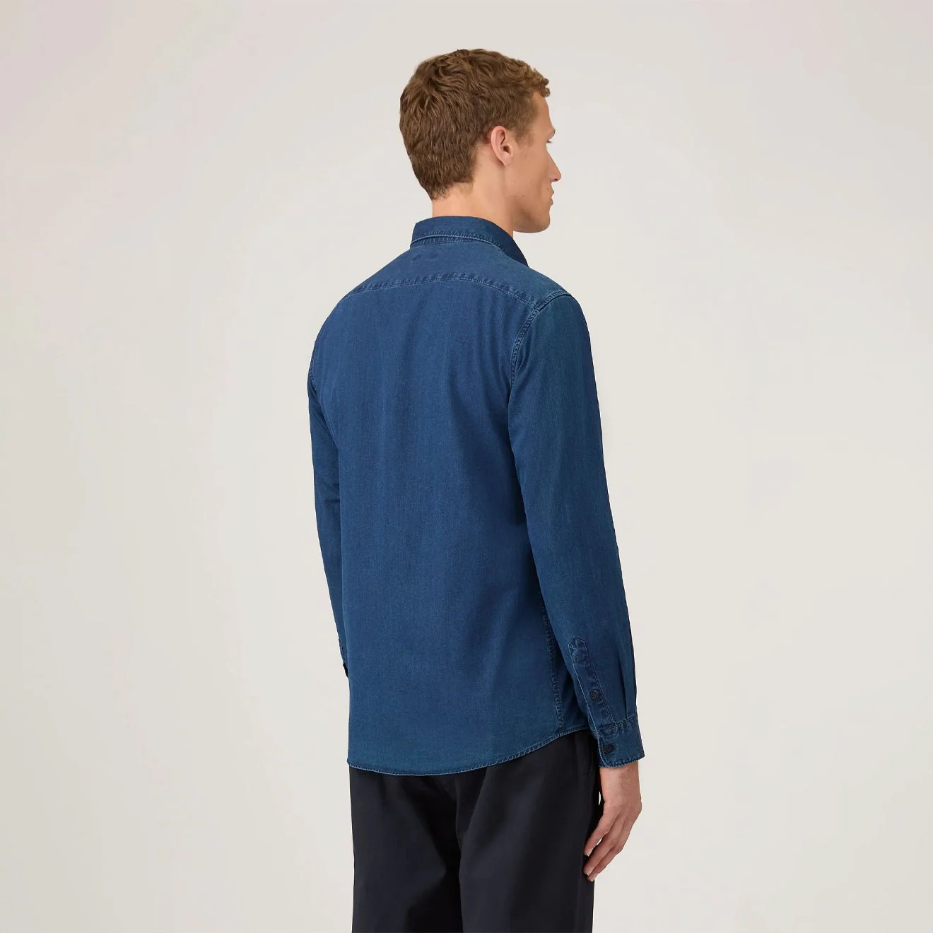 Sunspel Button Down Shirt Indigo - Image 3