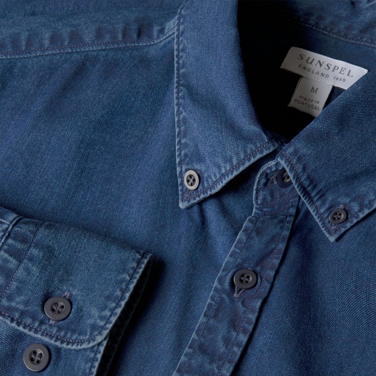 Sunspel Button Down Shirt Indigo - Image 4