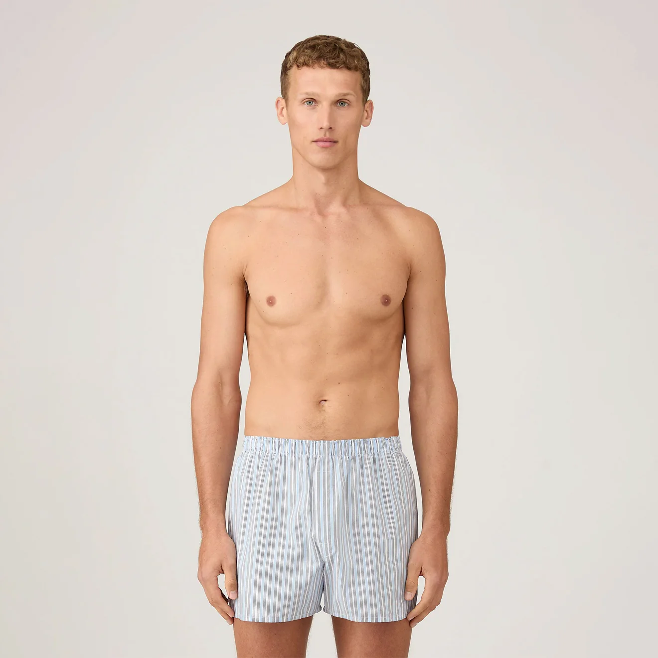 Sunspel Classic Boxer Short Blue Mix Stripe - Image 2