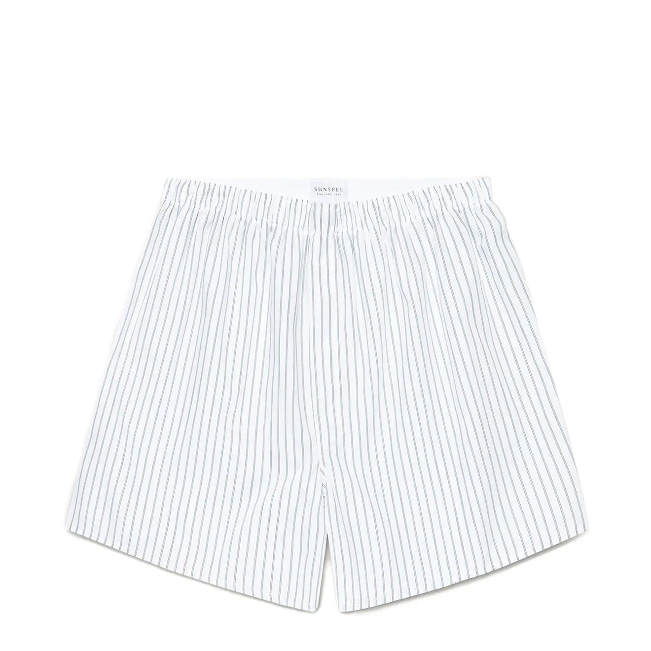 Sunspel Classic Boxer Short White / Blue / Green Archive Stripe