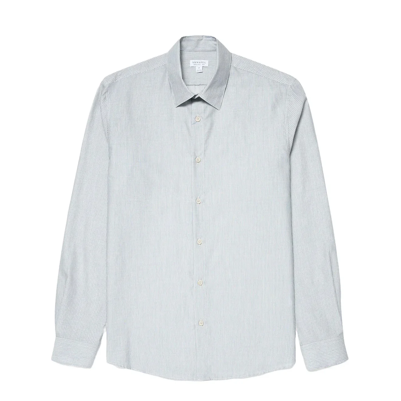 Sunspel Cotton Cashmere Shirt Light Blue / White