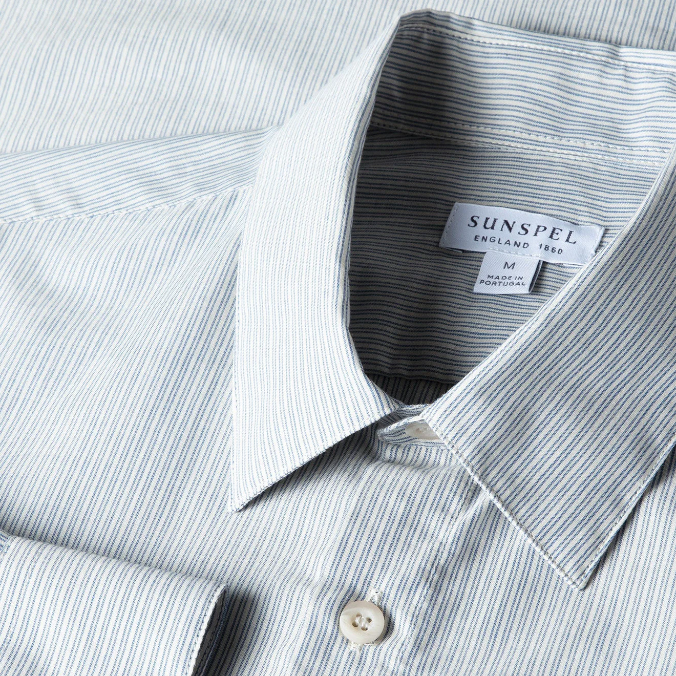 Sunspel Cotton Cashmere Shirt Light Blue / White - Image 2