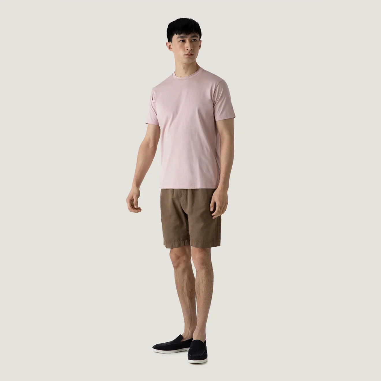 Sunspel Cotton Linen Drawstring Shorts Dark Tan - Image 2