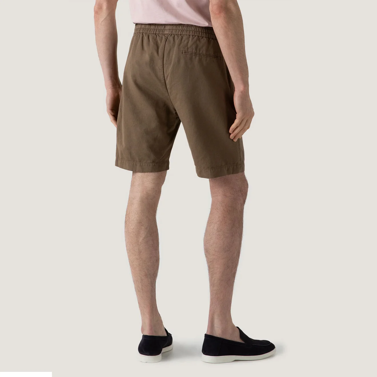Sunspel Cotton Linen Drawstring Shorts Dark Tan - Image 4