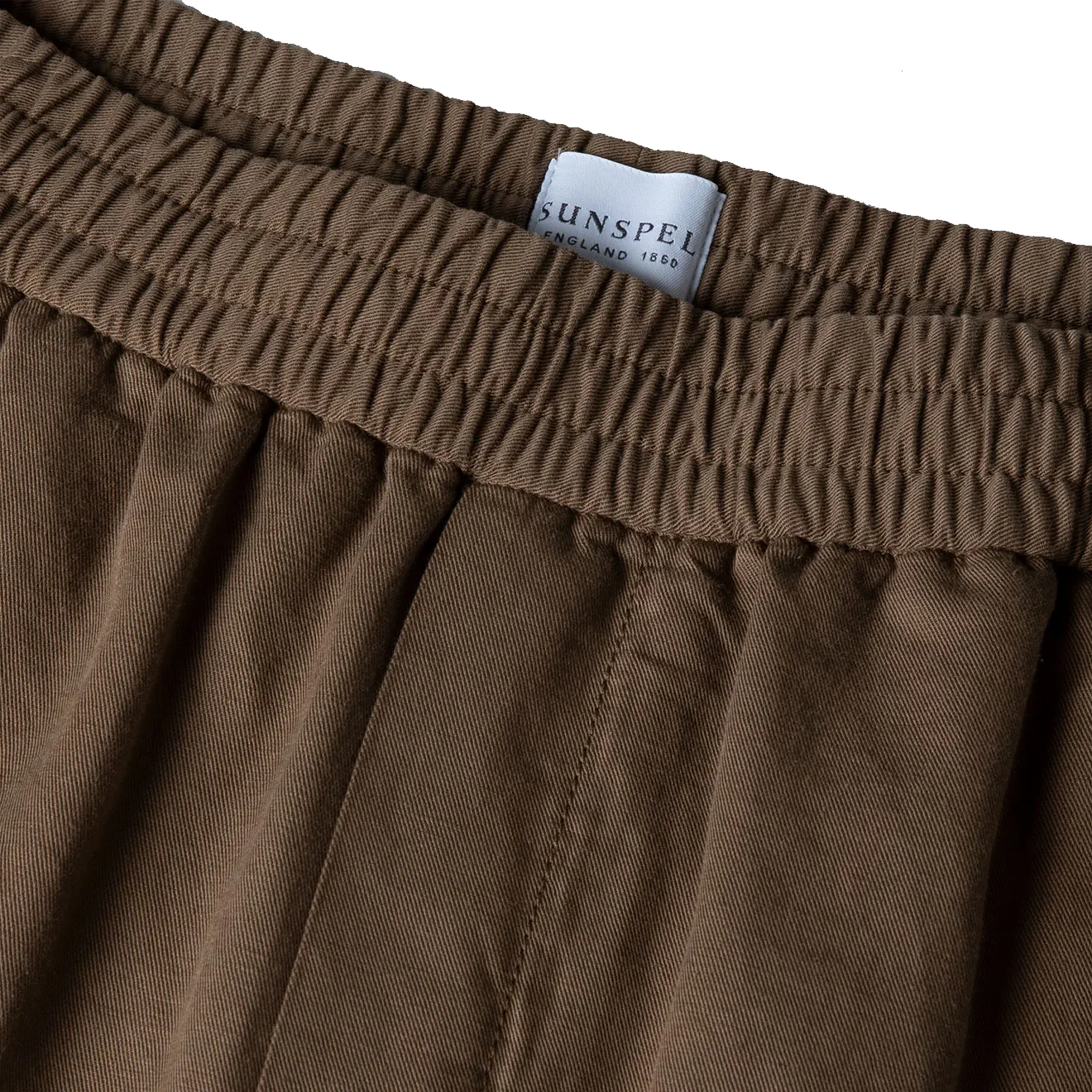 Sunspel Cotton Linen Drawstring Shorts Dark Tan - Image 5