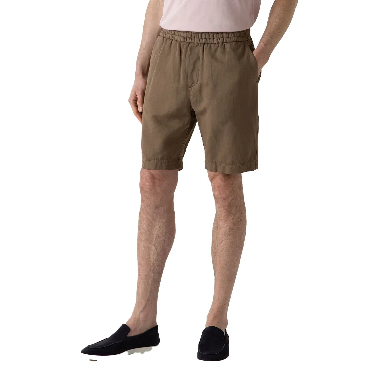 Sunspel Cotton Linen Drawstring Shorts Light Sand - Image 3