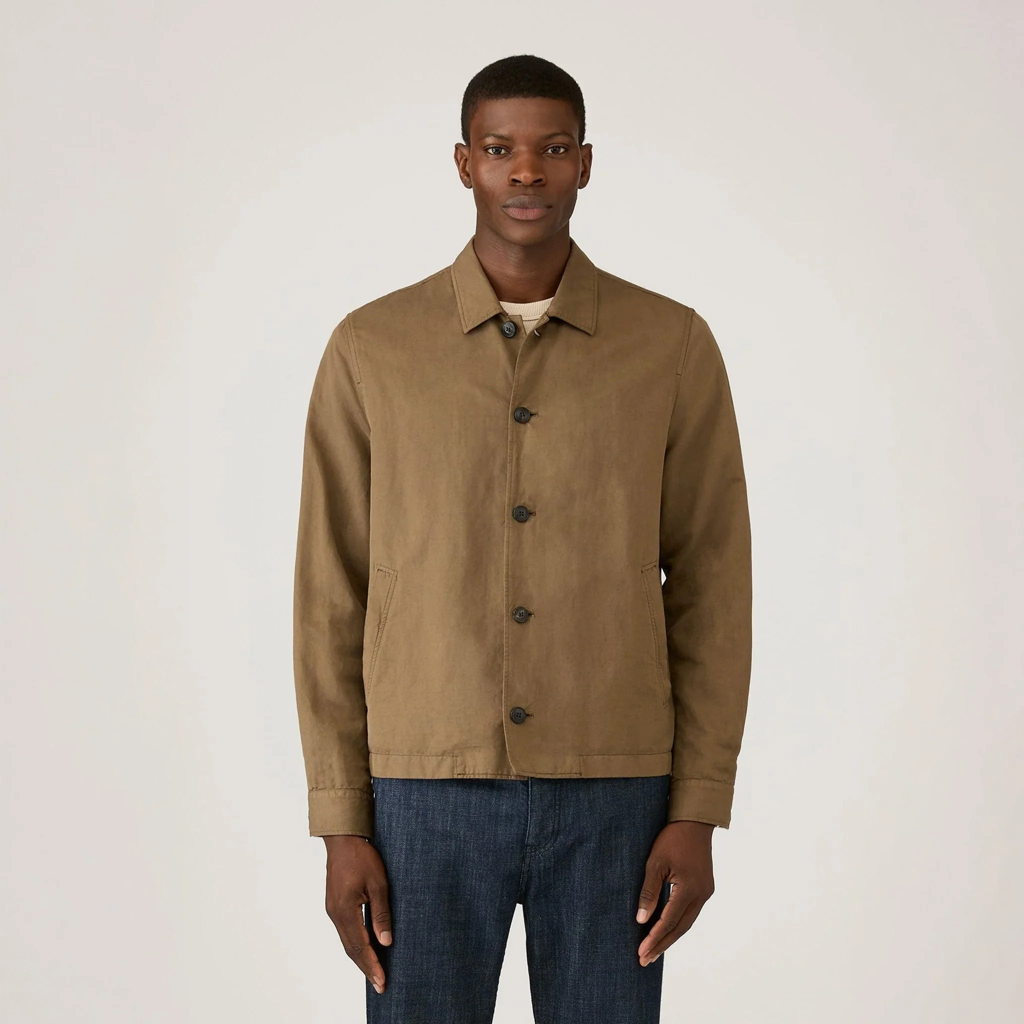 Sunspel Cotton Linen Jacket Dark Cedar - Image 3