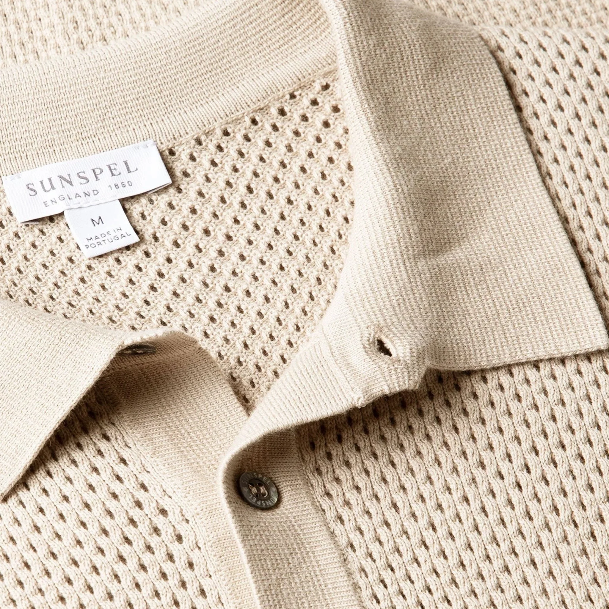 Sunspel Cotton Mesh Polo Hazelwood - Image 2