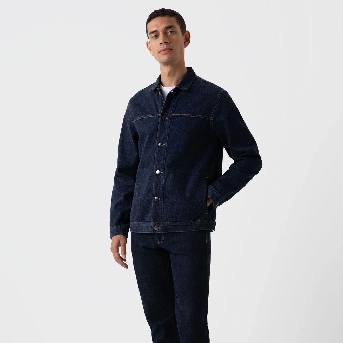 Sunspel Denim Jacket Denim Rinse Wash - Image 2
