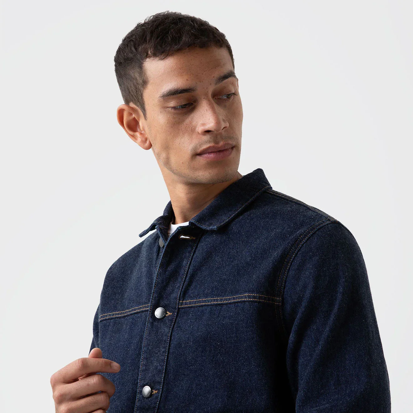 Sunspel Denim Jacket Denim Rinse Wash - Image 4