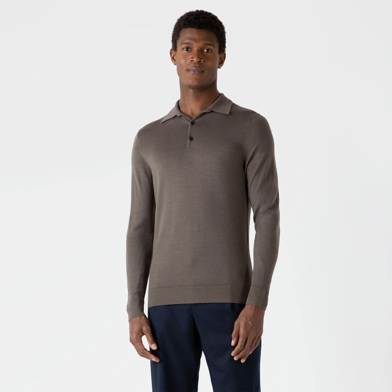 Sunspel Extra-Fine Merino Polo Shirt Cedar - Image 2