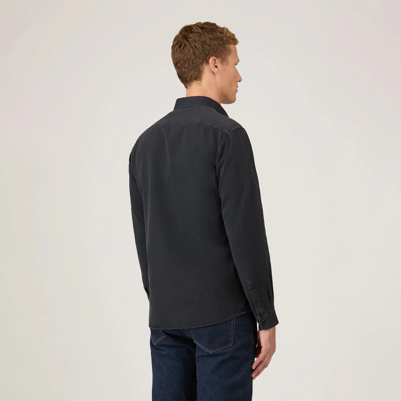 Sunspel Indigo Twill Shirt Black Rinse Denim - Image 3