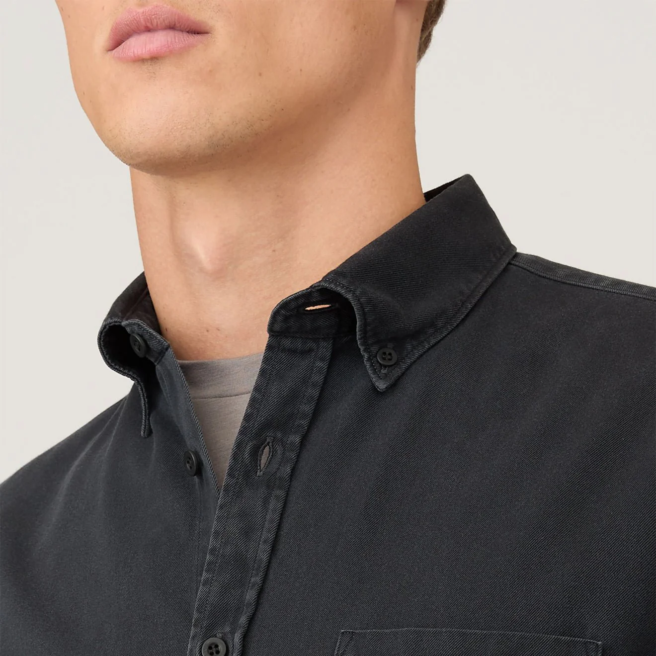 Sunspel Indigo Twill Shirt Black Rinse Denim - Image 4