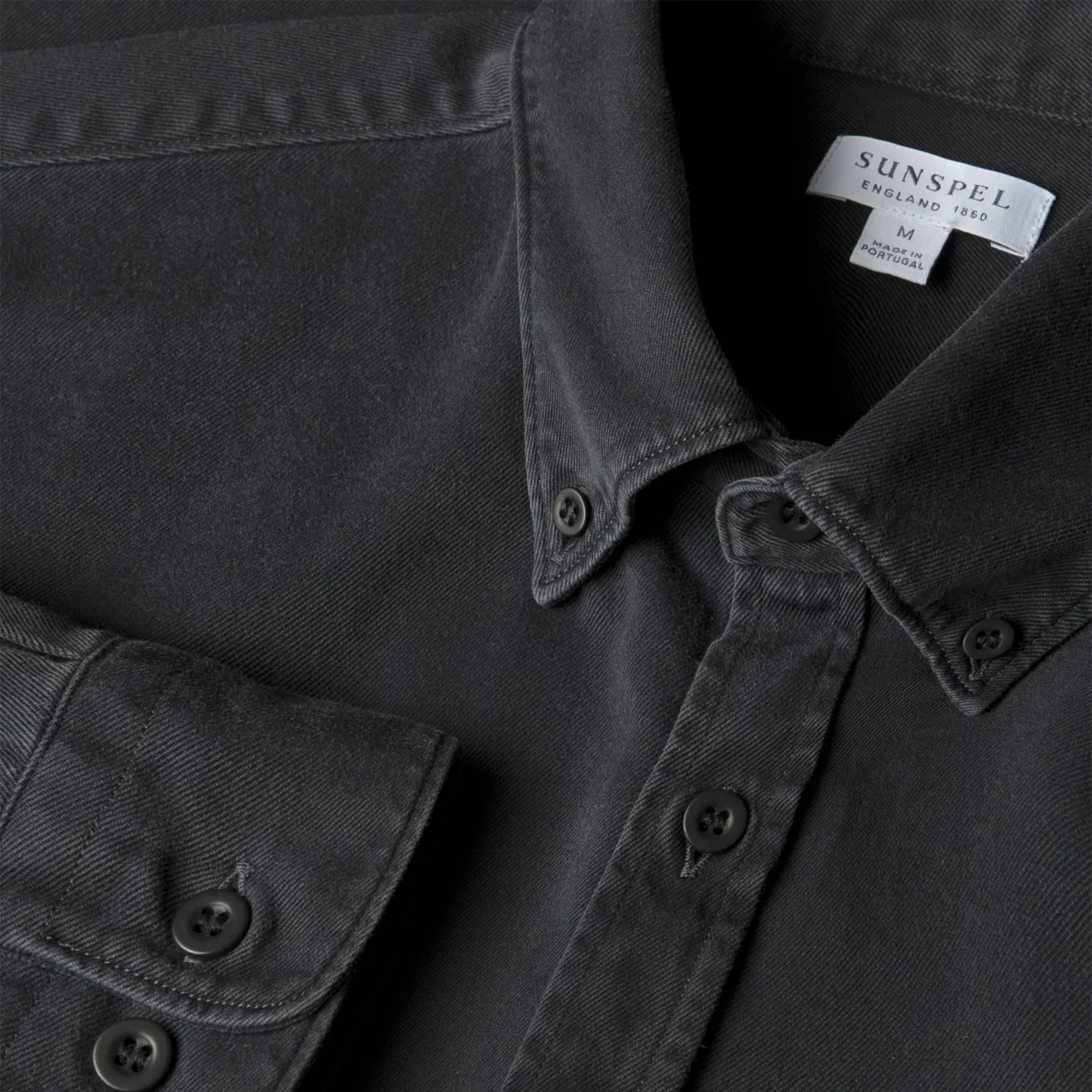 Sunspel Indigo Twill Shirt Black Rinse Denim - Image 5