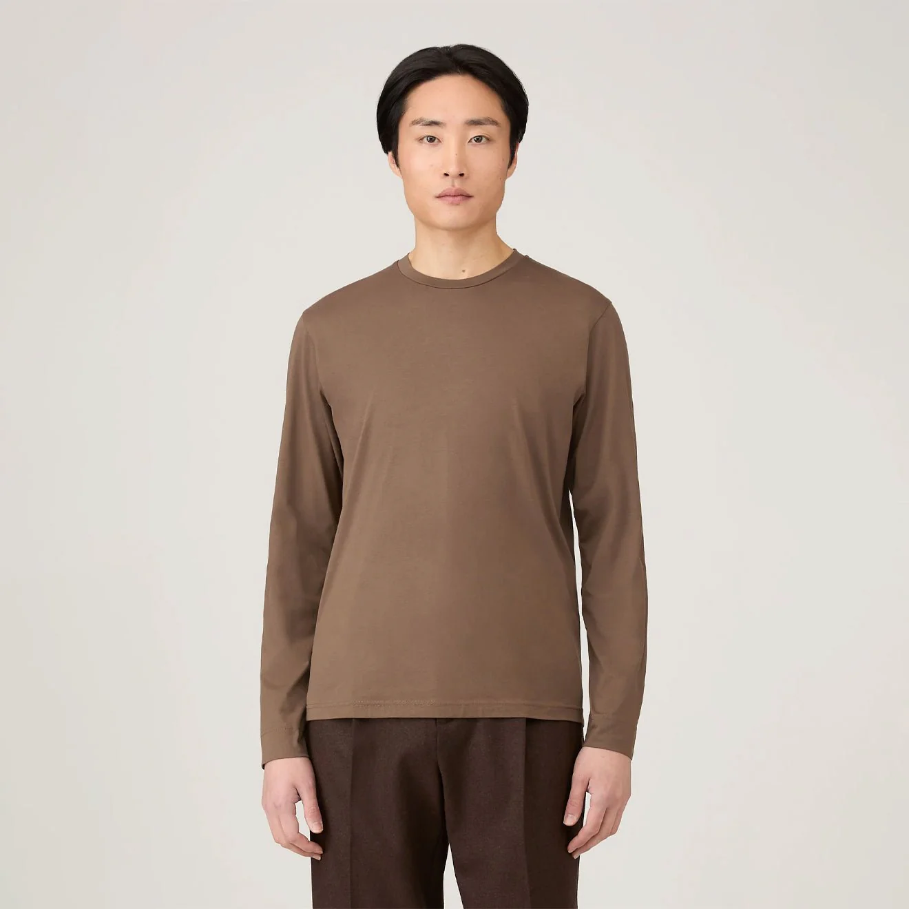 Sunspel L/S Riviera T-Shirt Bark - Image 2