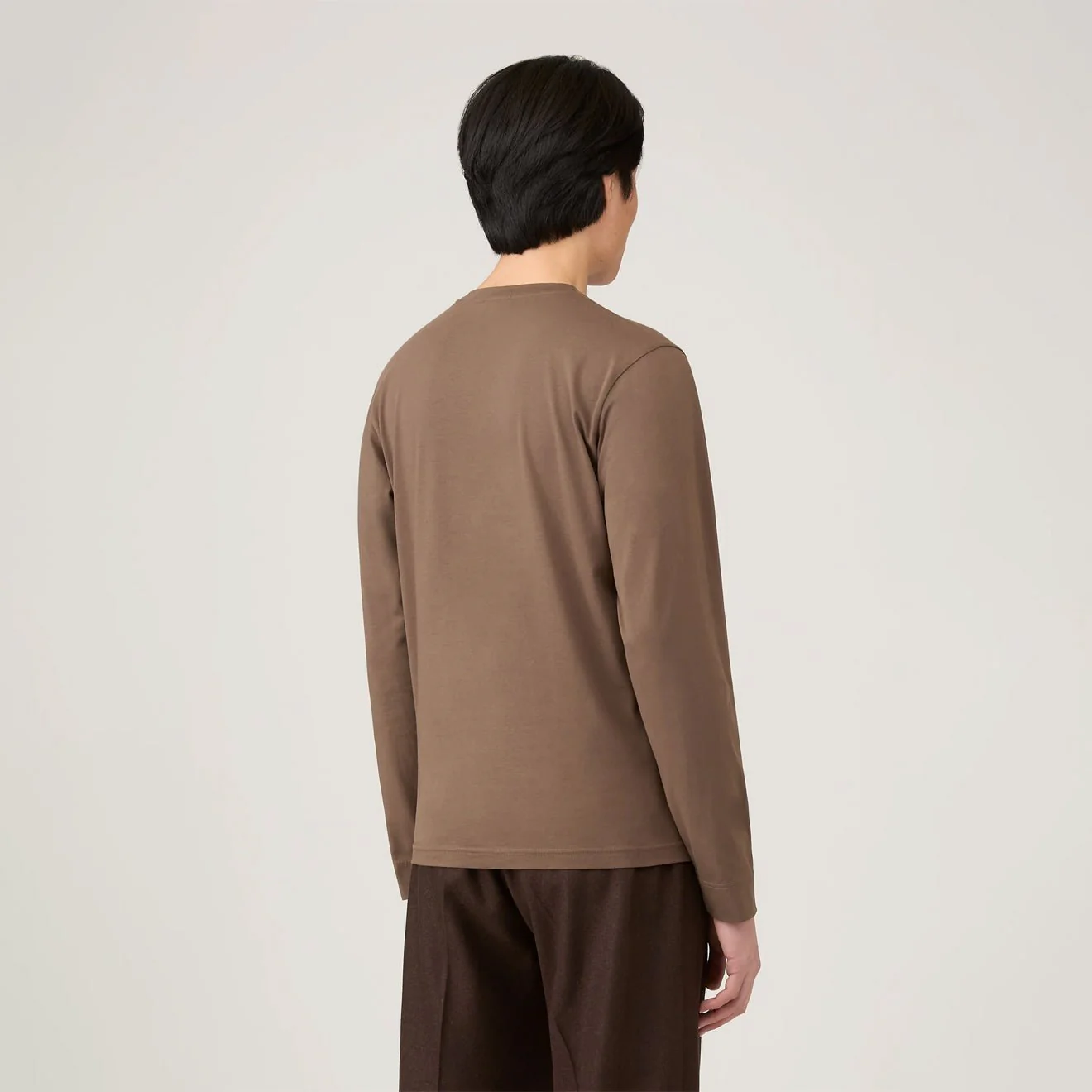 Sunspel L/S Riviera T-Shirt Bark - Image 3