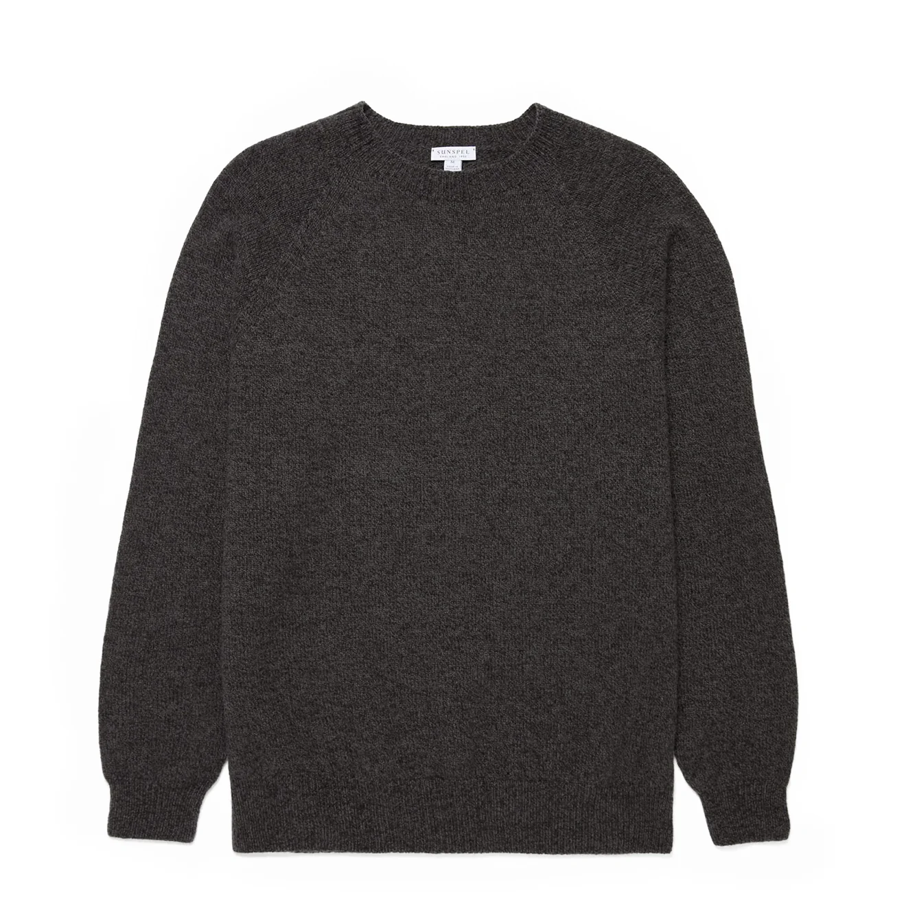 Sunspel Lambswool Crew Neck Dark Green Twist