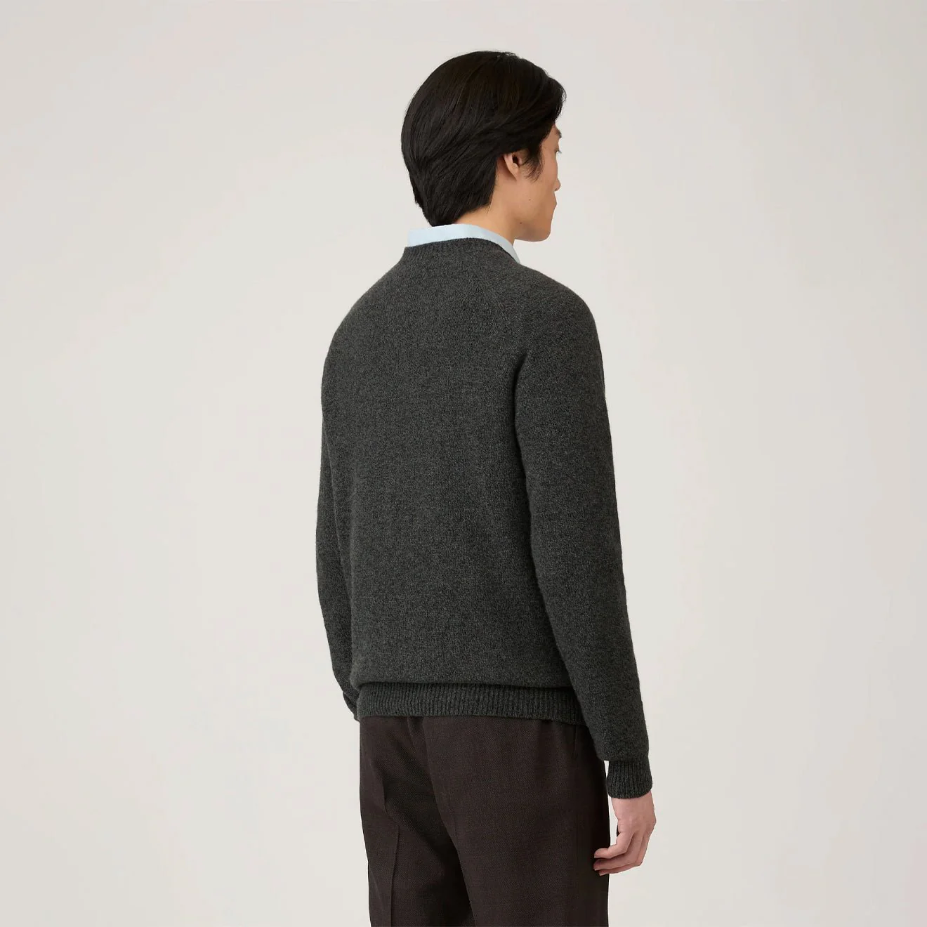Sunspel Lambswool Crew Neck Dark Green Twist - Image 3