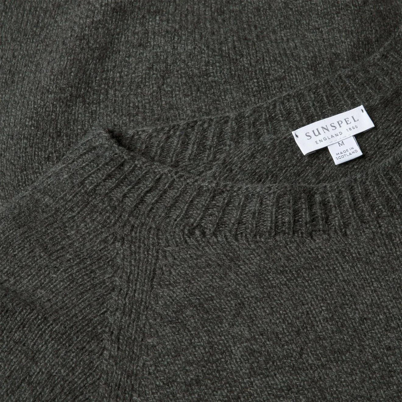 Sunspel Lambswool Crew Neck Dark Green Twist - Image 5