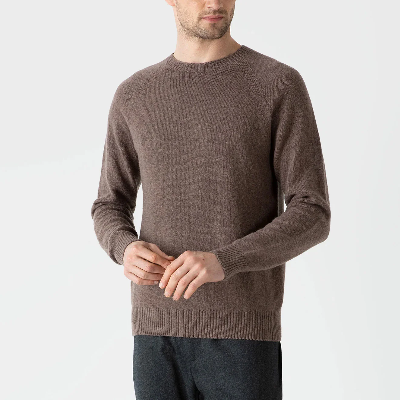 Sunspel Lambswool Crew Neck Knit Cedar - Image 2