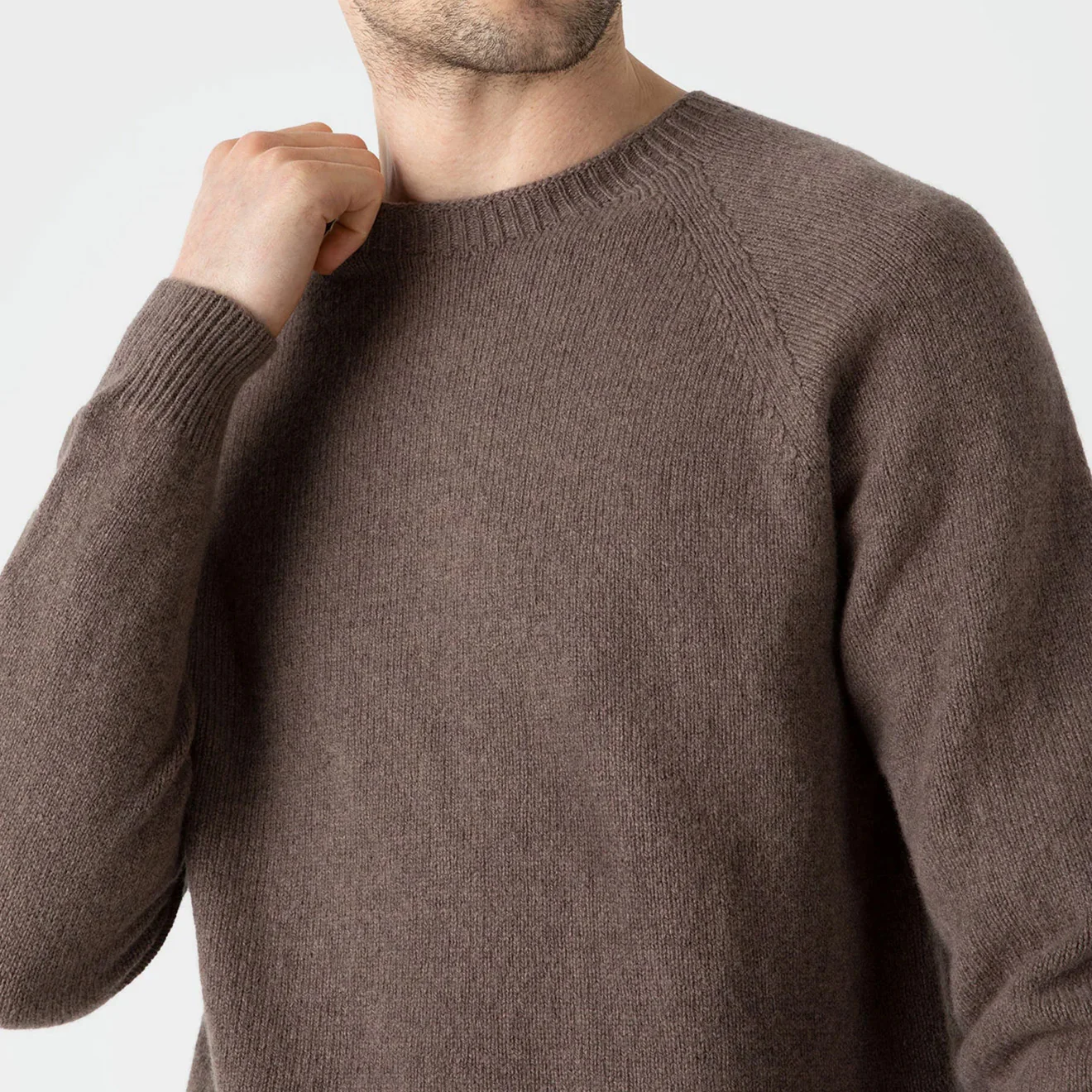 Sunspel Lambswool Crew Neck Knit Cedar - Image 4