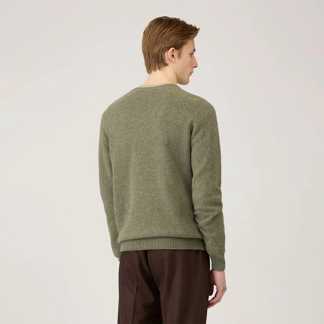 Sunspel Lambswool Crew Neck Sea Moss - Image 3