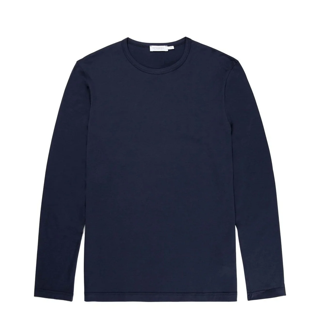 Sunspel Long Sleeve Crew Neck T-Shirt Navy