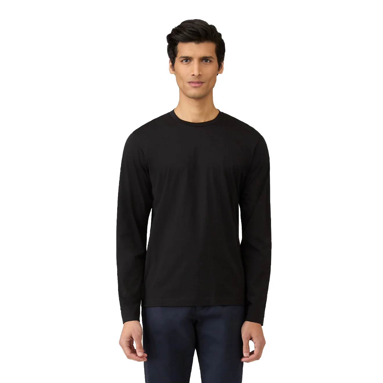 Sunspel Long Sleeve Riviera Midweight T-Shirt Black - Image 2
