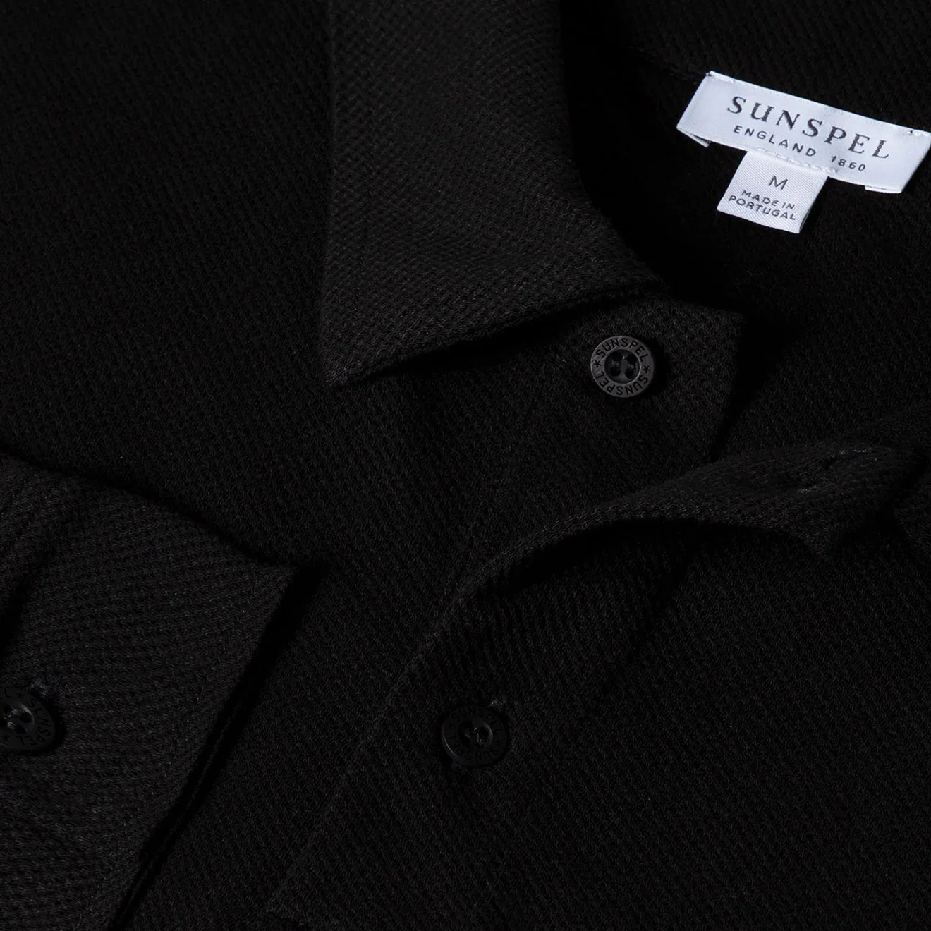 Sunspel Long Sleeve Riviera Polo Black - Image 2