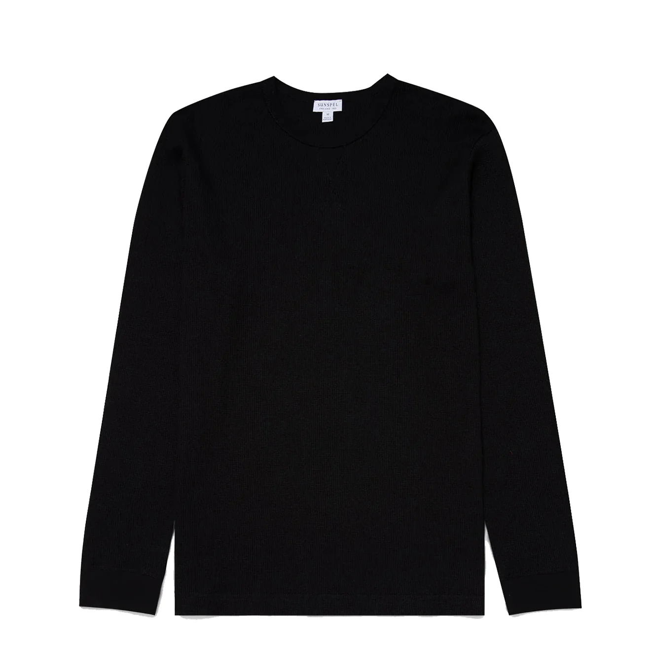 Sunspel Long Sleeve Waffle T-shirt Black