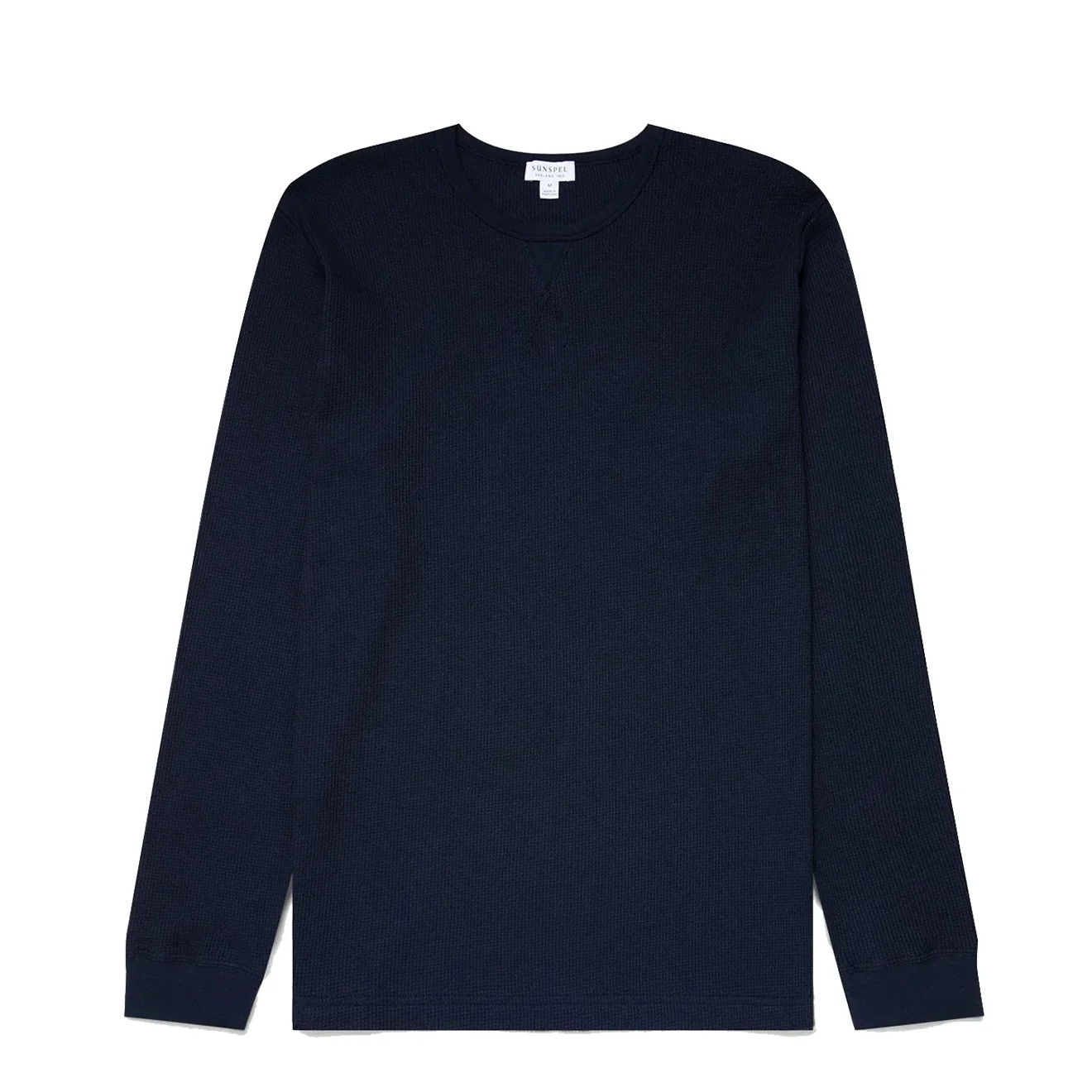 Sunspel Long Sleeve Waffle T-shirt Navy