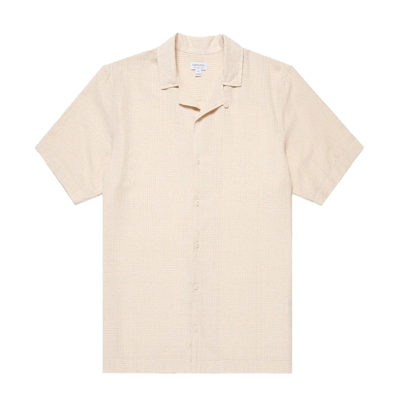 Sunspel Loose Weave Check Shirt Ecru