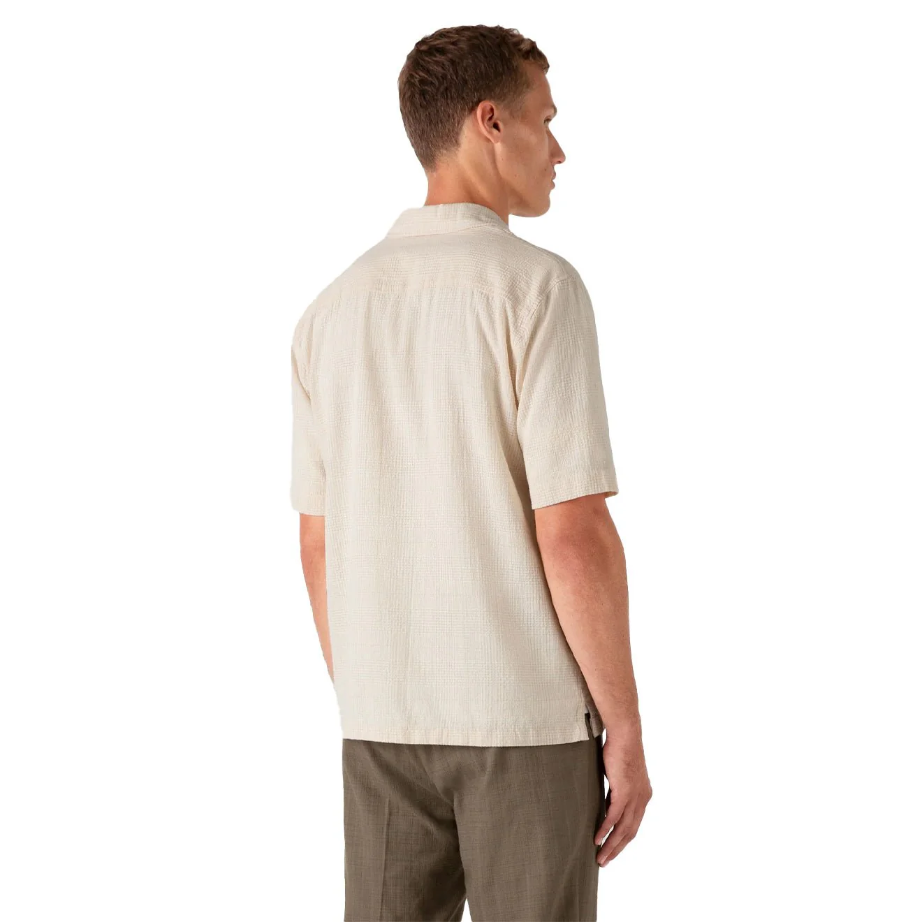 Sunspel Loose Weave Check Shirt Ecru - Image 4