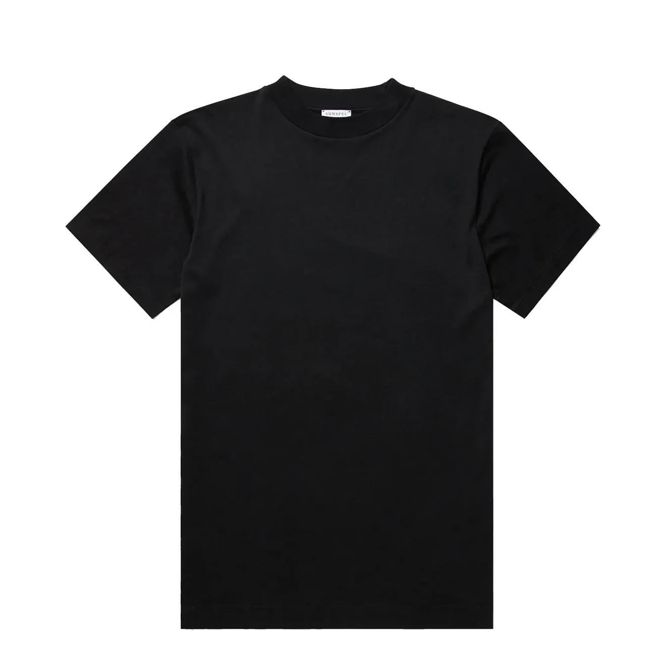 Sunspel Mock Neck T-Shirt Black