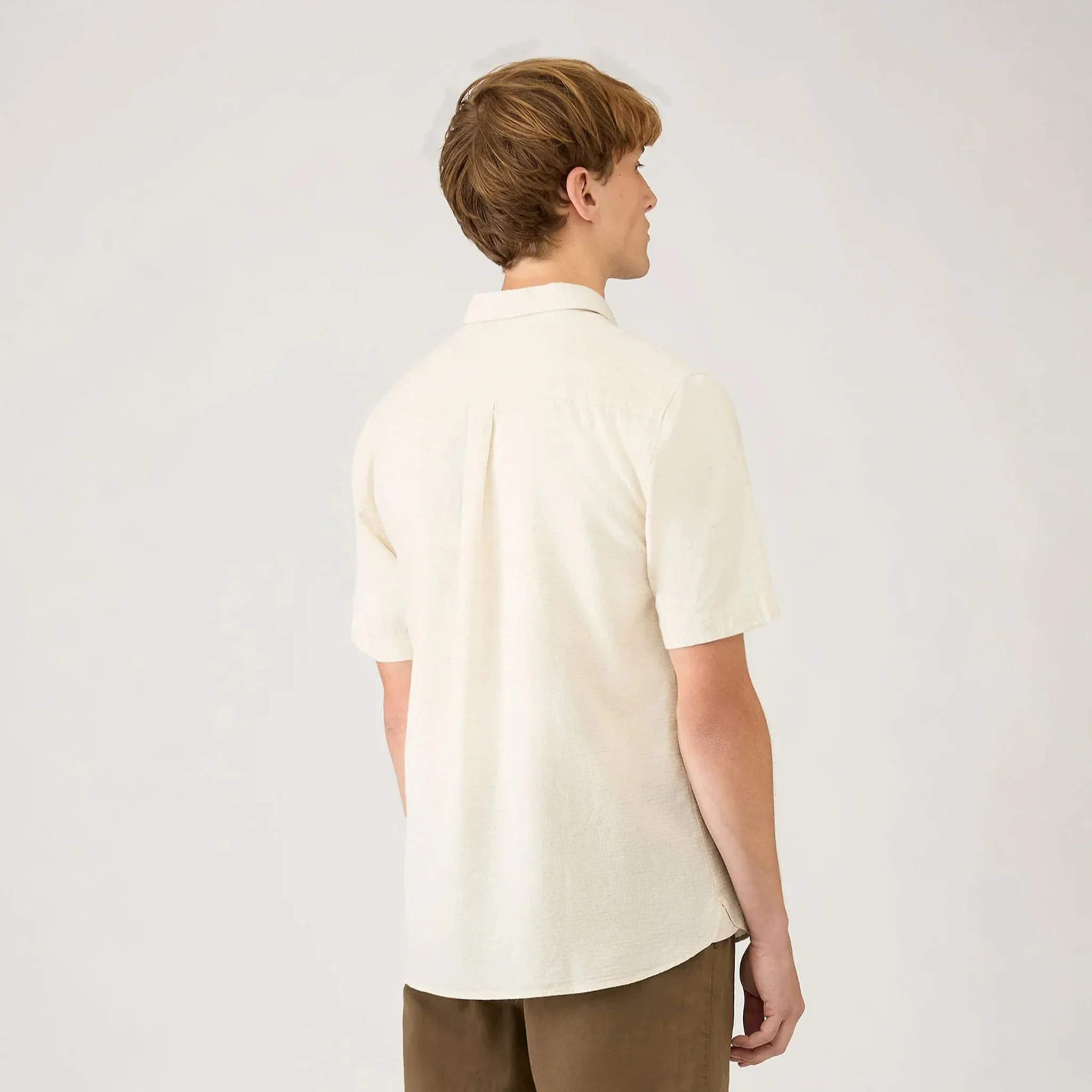 Sunspel Natural Texture Linen Shirt Ecru - Image 5
