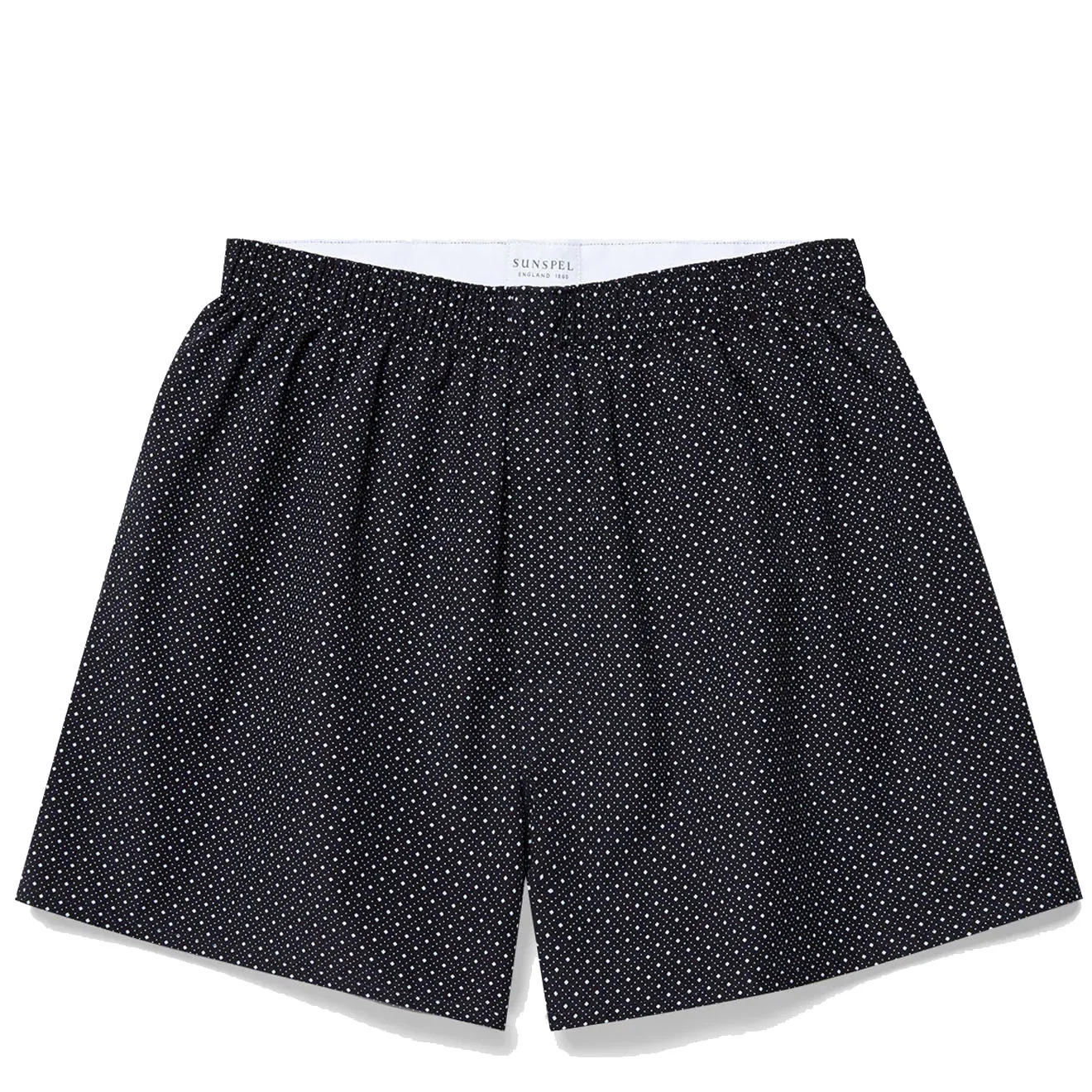 Sunspel Printed Boxer Short Navy Diamond Spot