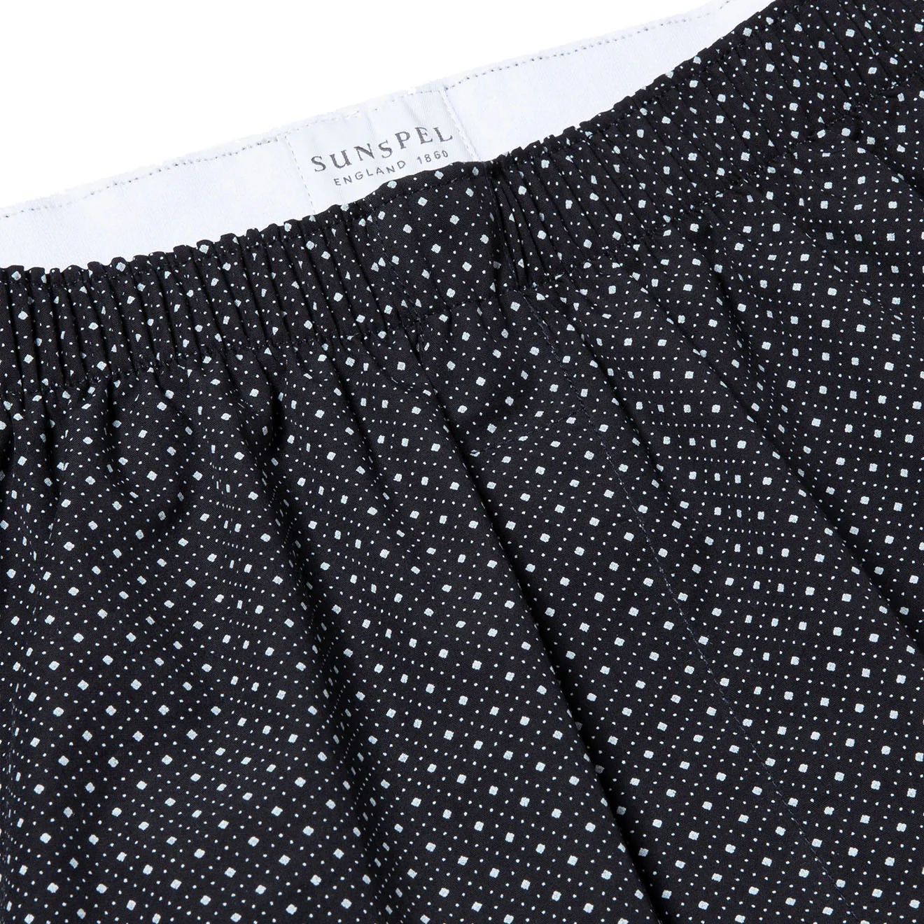 Sunspel Printed Boxer Short Navy Diamond Spot - Image 2