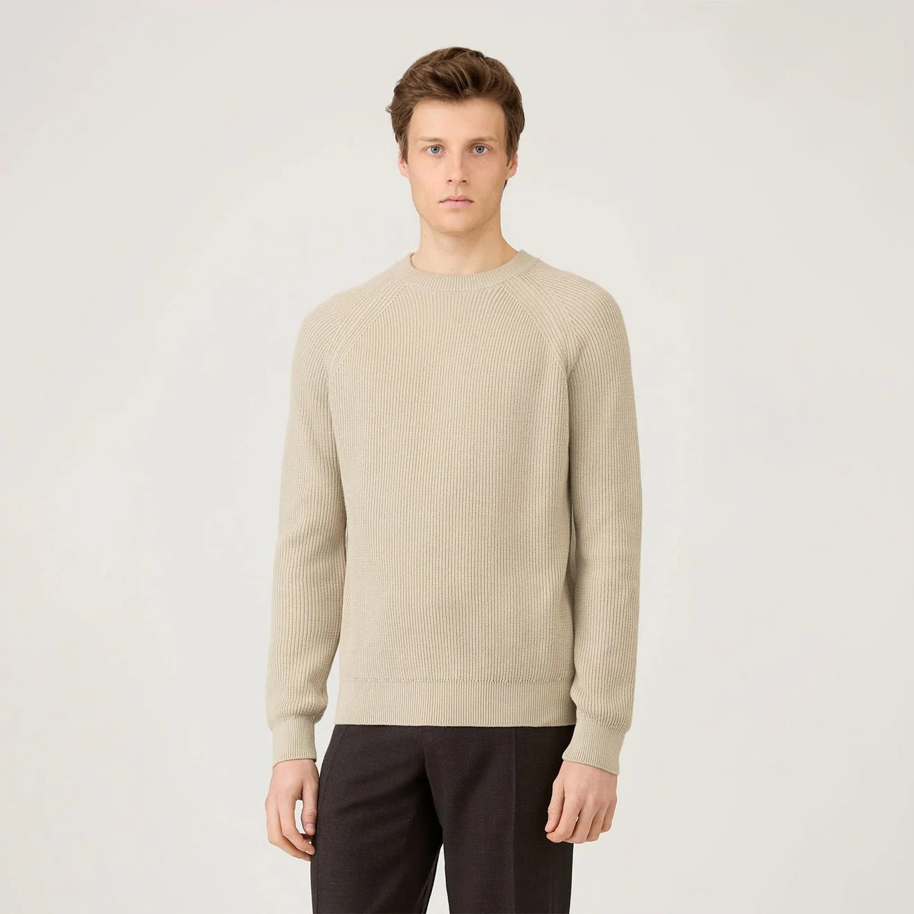 Sunspel Ribbed Cotton Jumper Mink - Image 2