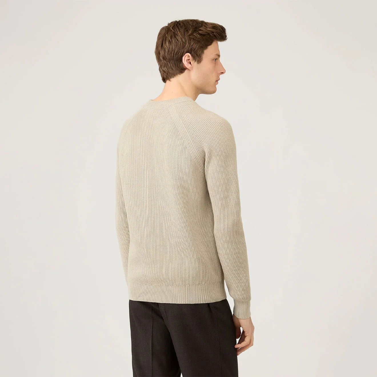 Sunspel Ribbed Cotton Jumper Mink - Image 3