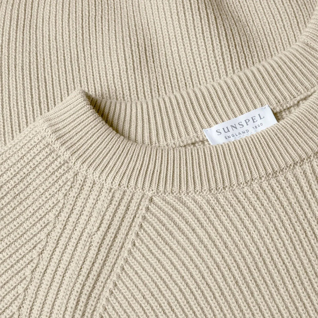 Sunspel Ribbed Cotton Jumper Mink - Image 4