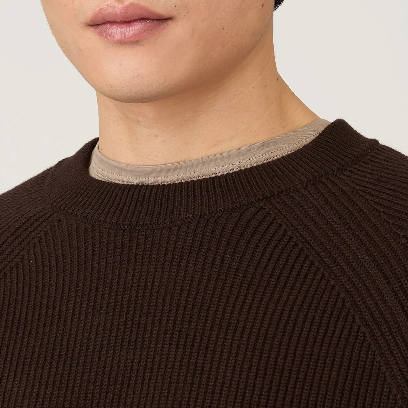 Sunspel Ribbed Cotton Jumper Truffle - Image 4
