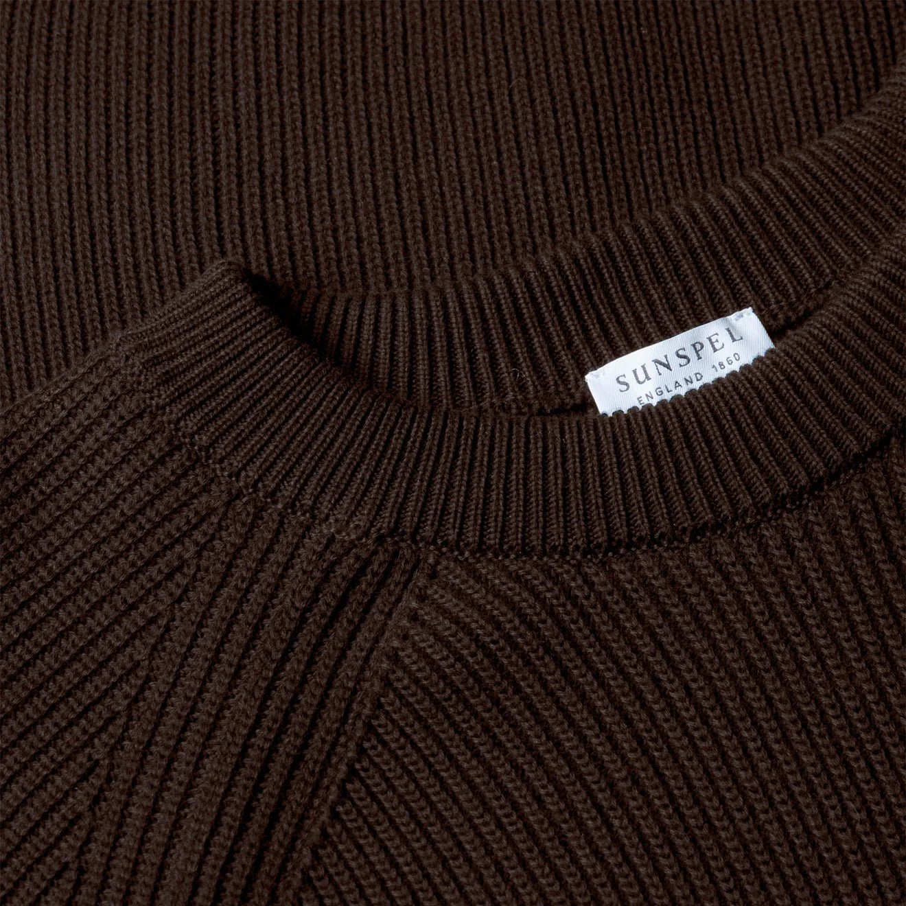Sunspel Ribbed Cotton Jumper Truffle - Image 5