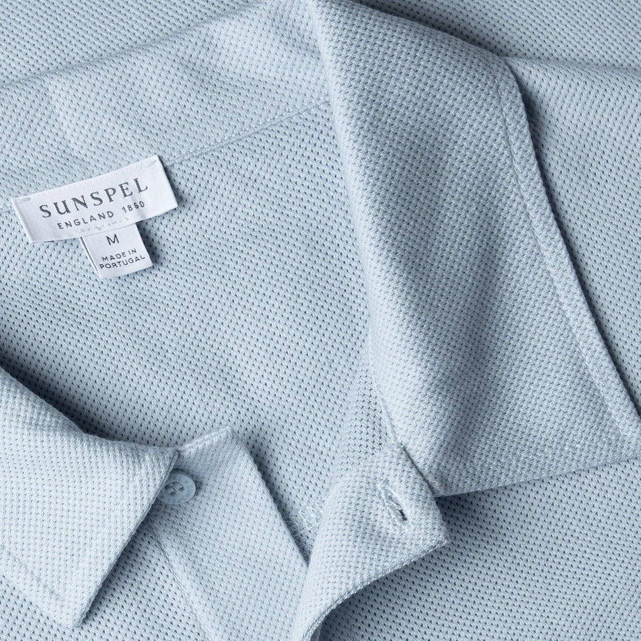 Sunspel Riviera Polo Shirt Blue Mist - Image 2