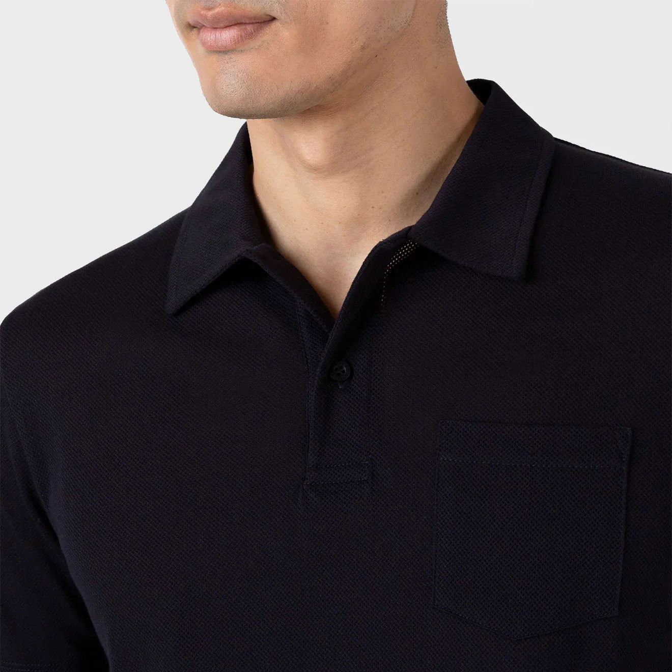 Sunspel Riviera Polo Shirt Midnight Navy - Image 3